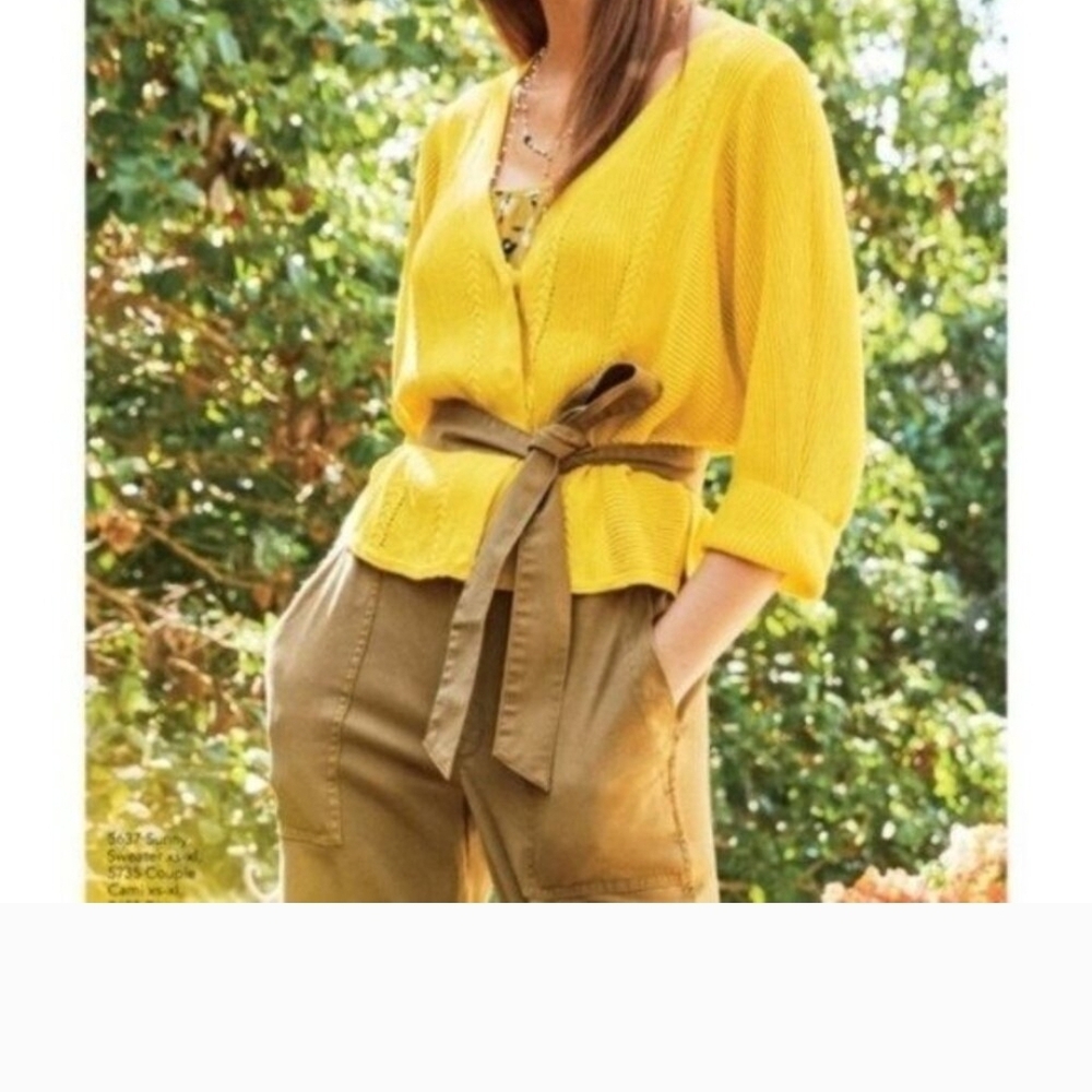 CAbi Yellow Pointelle Cardigan Small